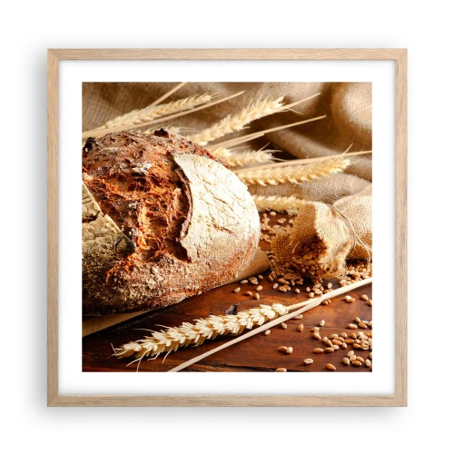 Plakát v rámu světlý dub - Chutný, voňavý, křupavý - 50x50 cm