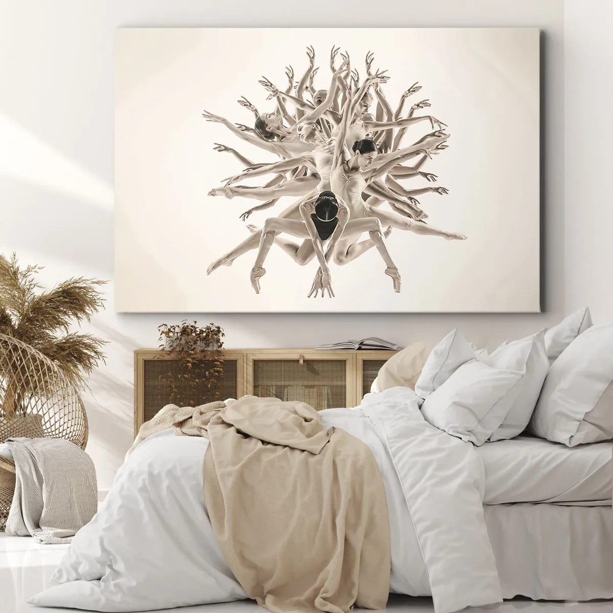 Obraz na plátně - Abstraktní kompozice tanečníků v pohybu - 70x50cm - Rozkvět v tanci - Moderní nástěnná dekorace do obývacího pokoje a ložnice ARTTOR