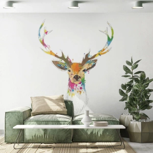 Fototapeta Standard Eco - Líbezný jelínek vykoupaný v barvě - Abstrakce, Zvířata, Jelen - 250x175 cm