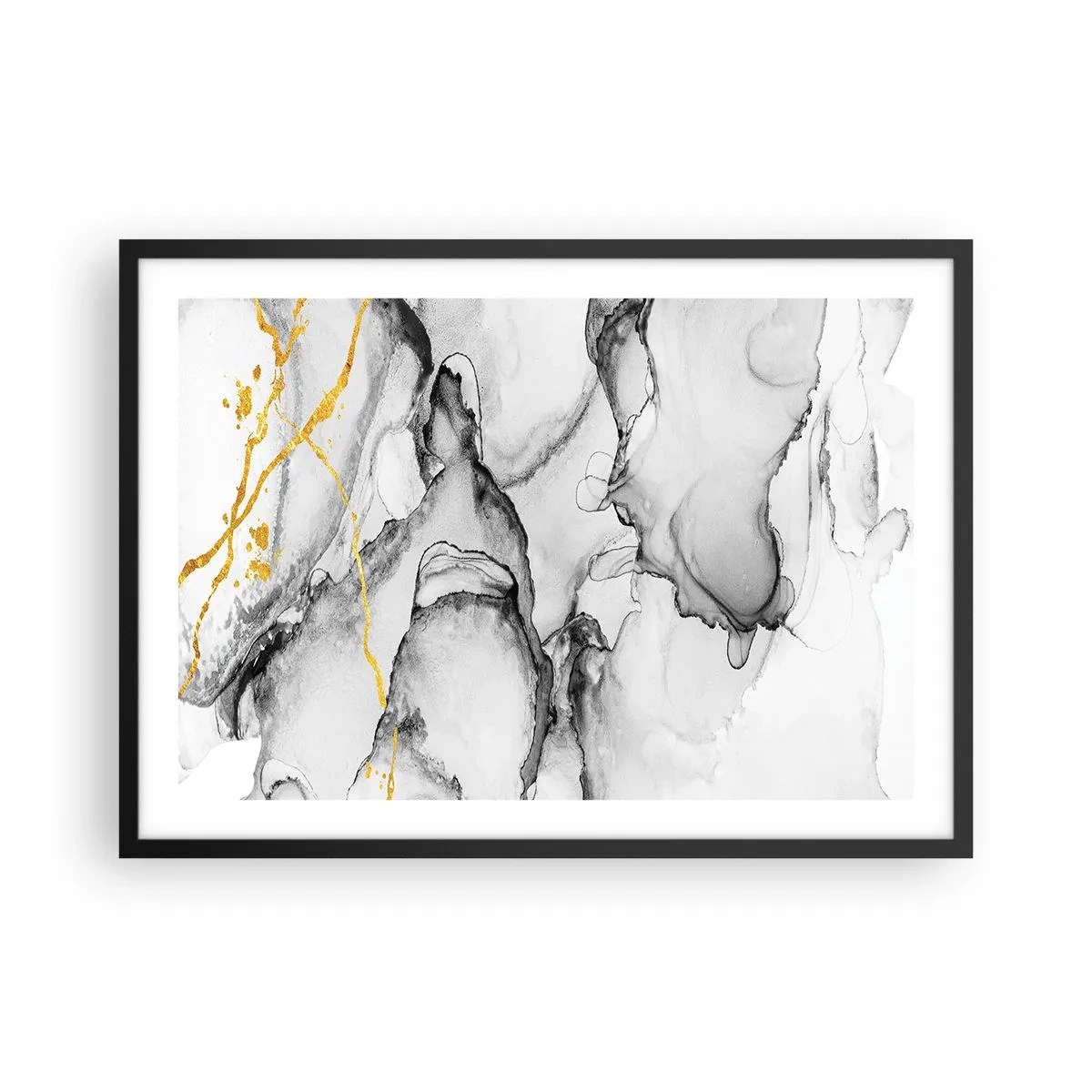 Plakát v černém rámu - Kompozice se zlatým motivem - 70x50 cm