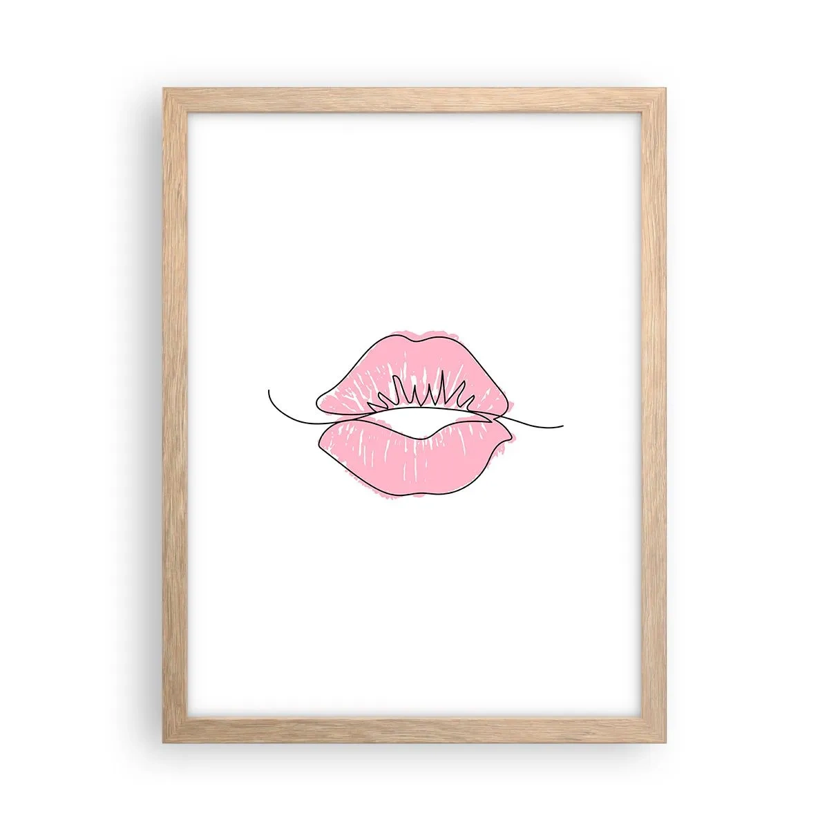 Plakát v rámu světlý dub - Jsi připraven na polibek? - 30x40 cm