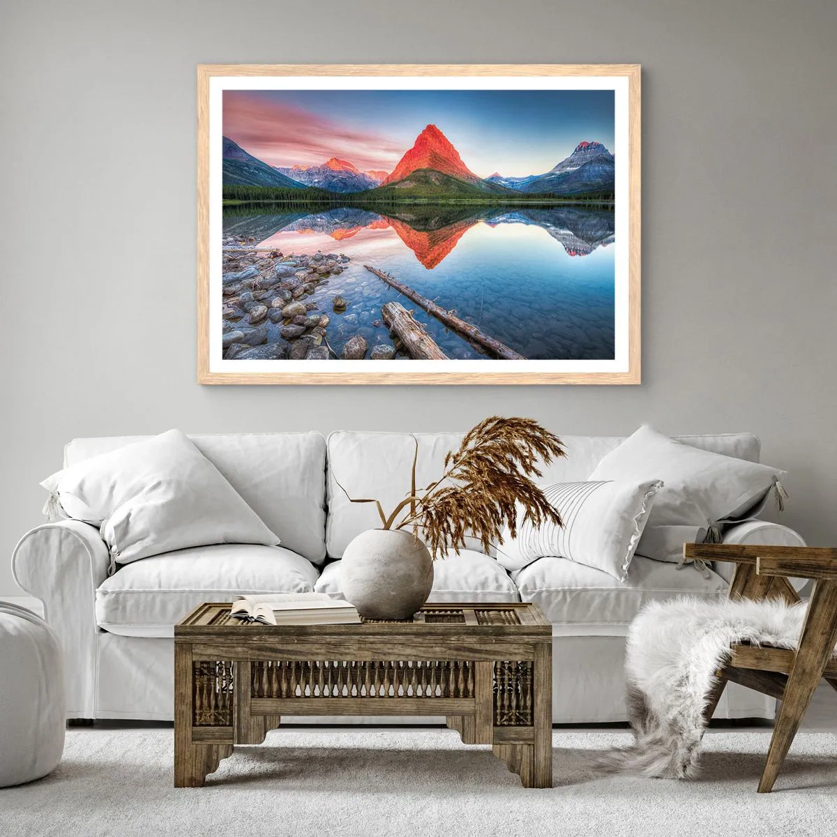 Plakát v rámu světlý dub - Teplo a chlad - 100x70 cm