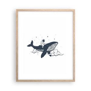 Plakát v rámu světlý dub - Vesmírné dobrodružství - 40x50 cm