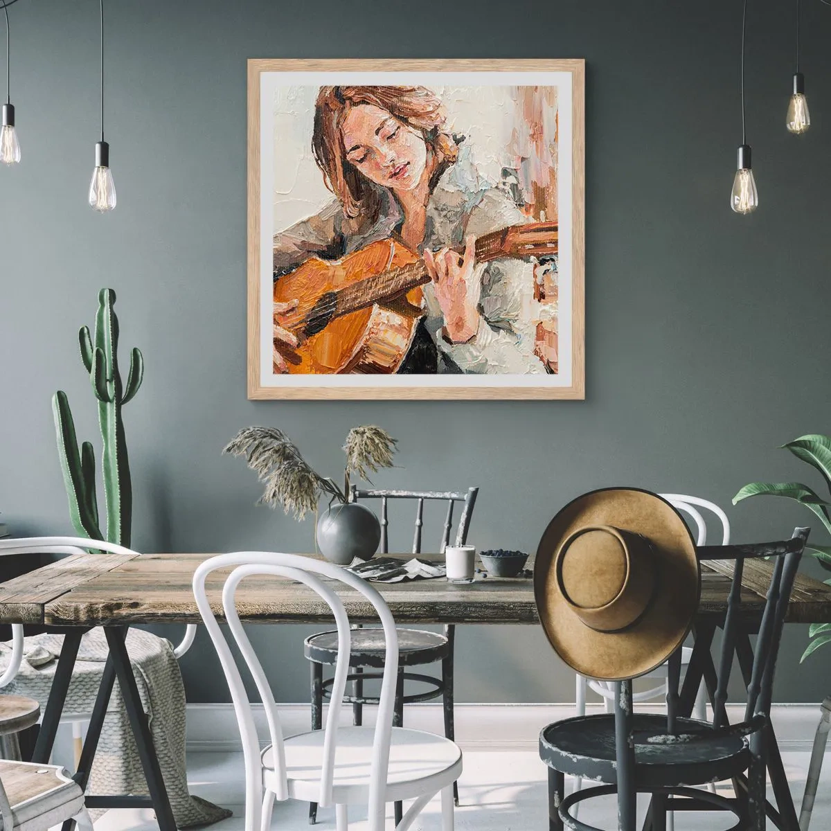 Plakát v rámu světlý dub - Koncert pro kytaru a dívčí srdce - 40x40 cm