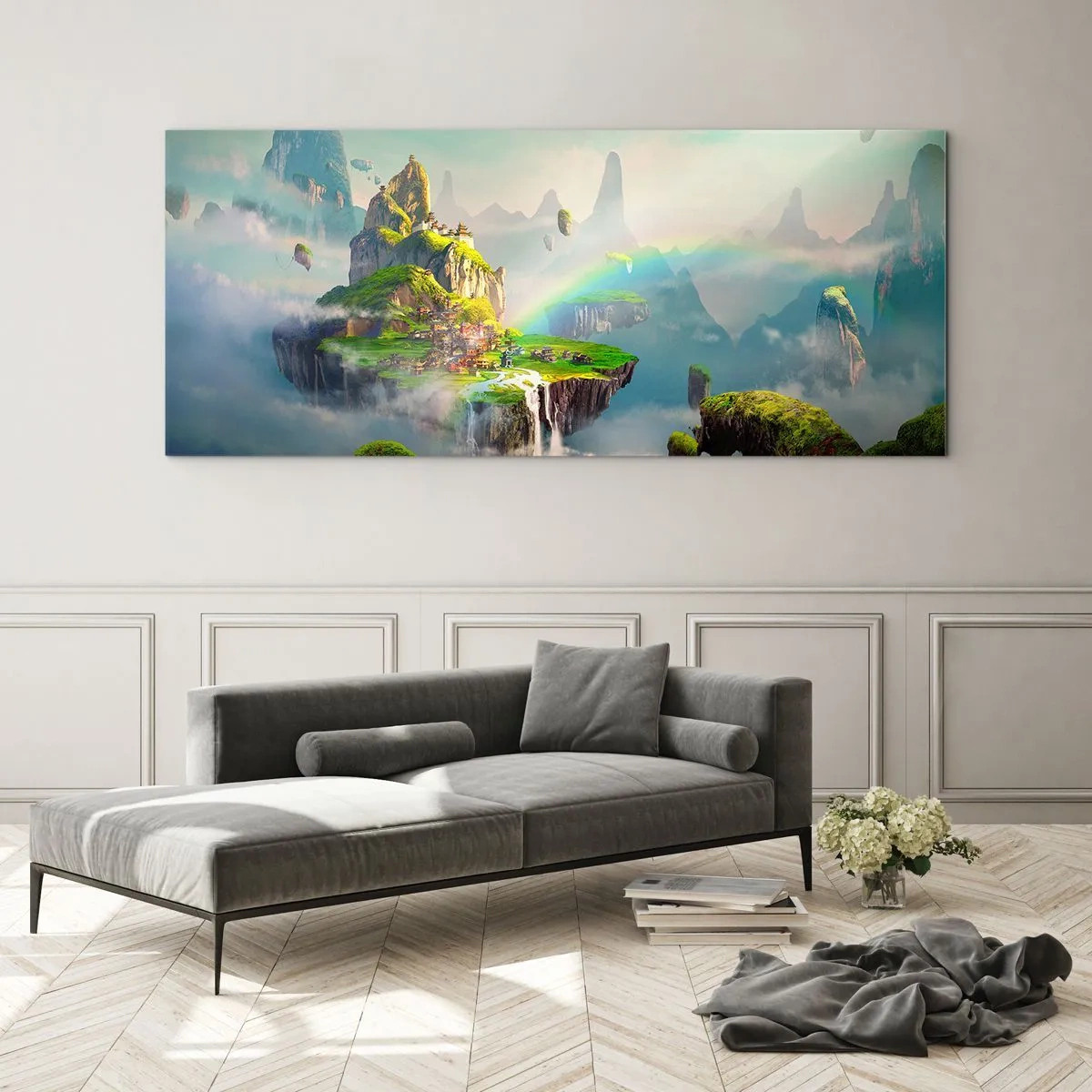 Obraz na skle - Uprostřed nebe - šťastné ostrovy - 100x40 cm