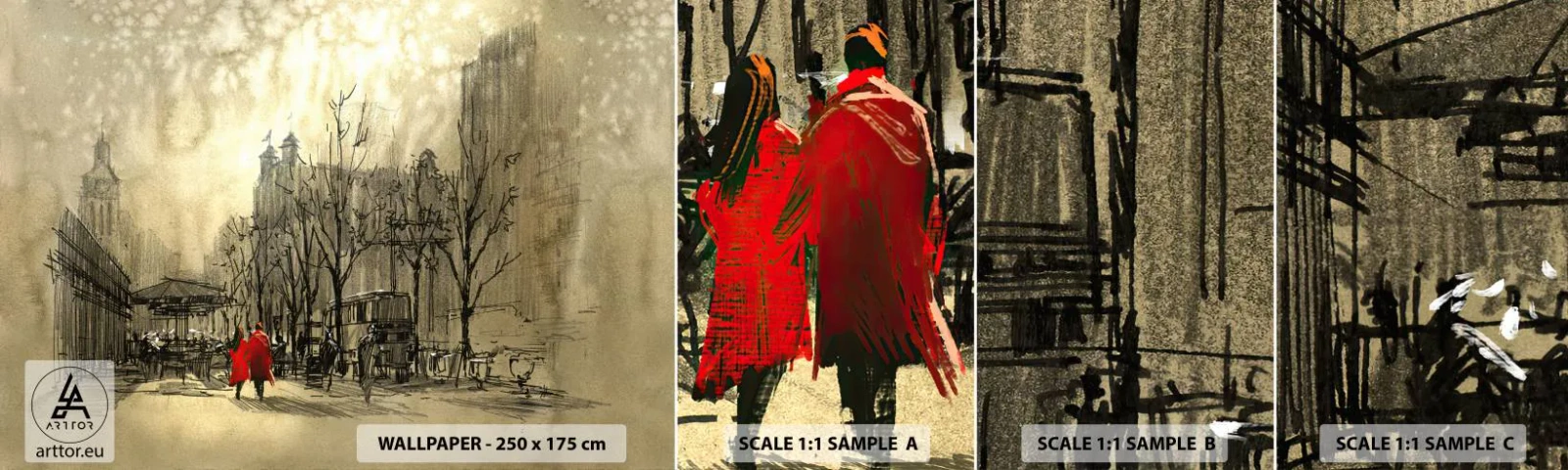 Vzor Fototapety Samolepicí Deluxe Sticker - Rande v londýnské mlze  - Město, Londýn, Architektura - 100x30 cm