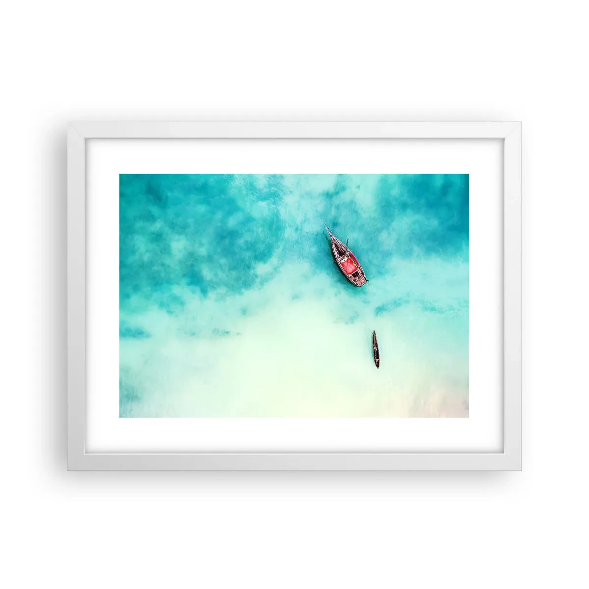 Plakát v bílém rámu - Protože na plážích Zanzibaru, když je přebytek vody… - 40x30 cm