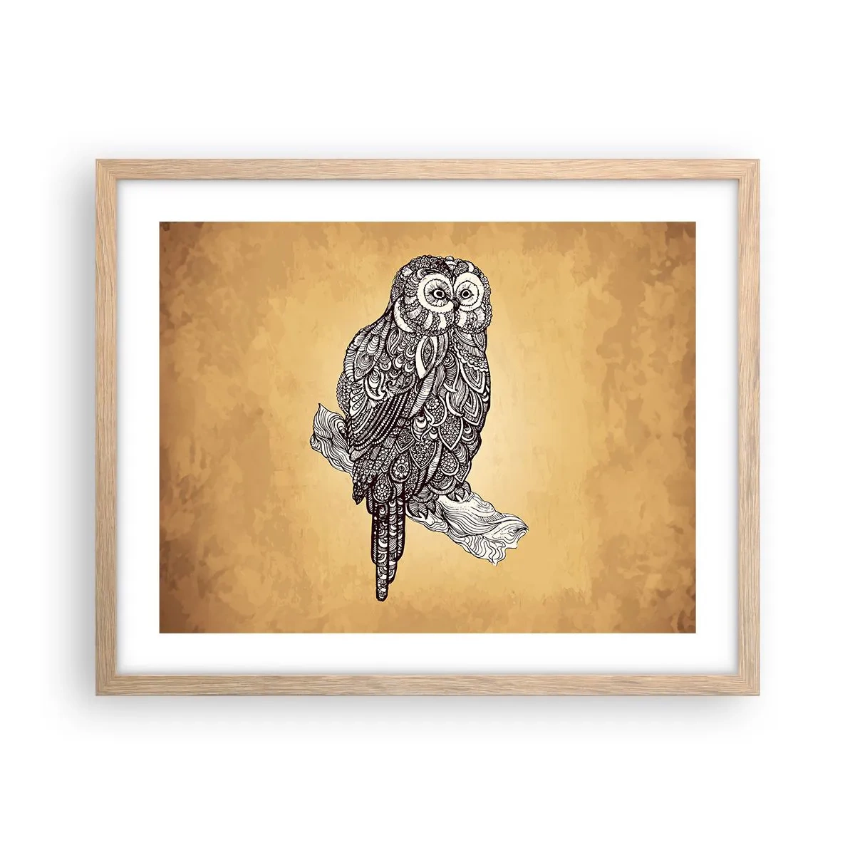 Plakát v rámu světlý dub - Mistrovské ornamenty moudrosti - 50x40 cm