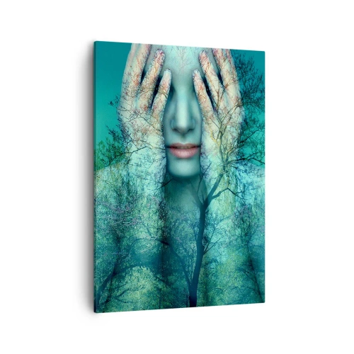 Obraz na plátně - Ponořená do modré - 50x70 cm