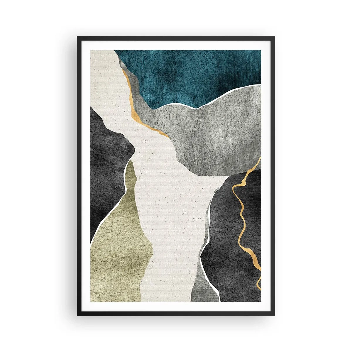 Plakát v černém rámu - Mozaiková kompozice se zlatou nití - 70x100 cm