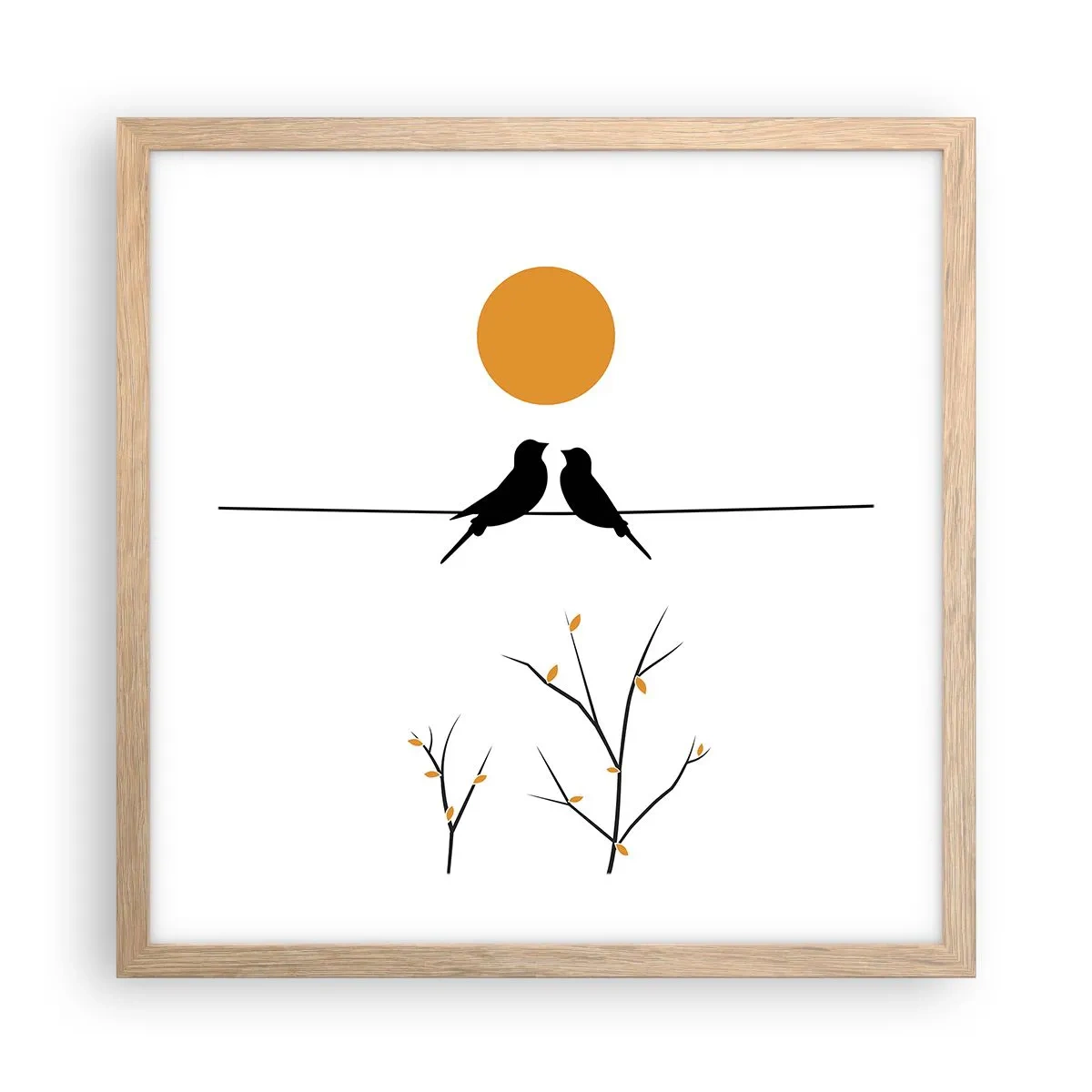 Plakát v rámu světlý dub - Slavíčí večer - 40x40 cm