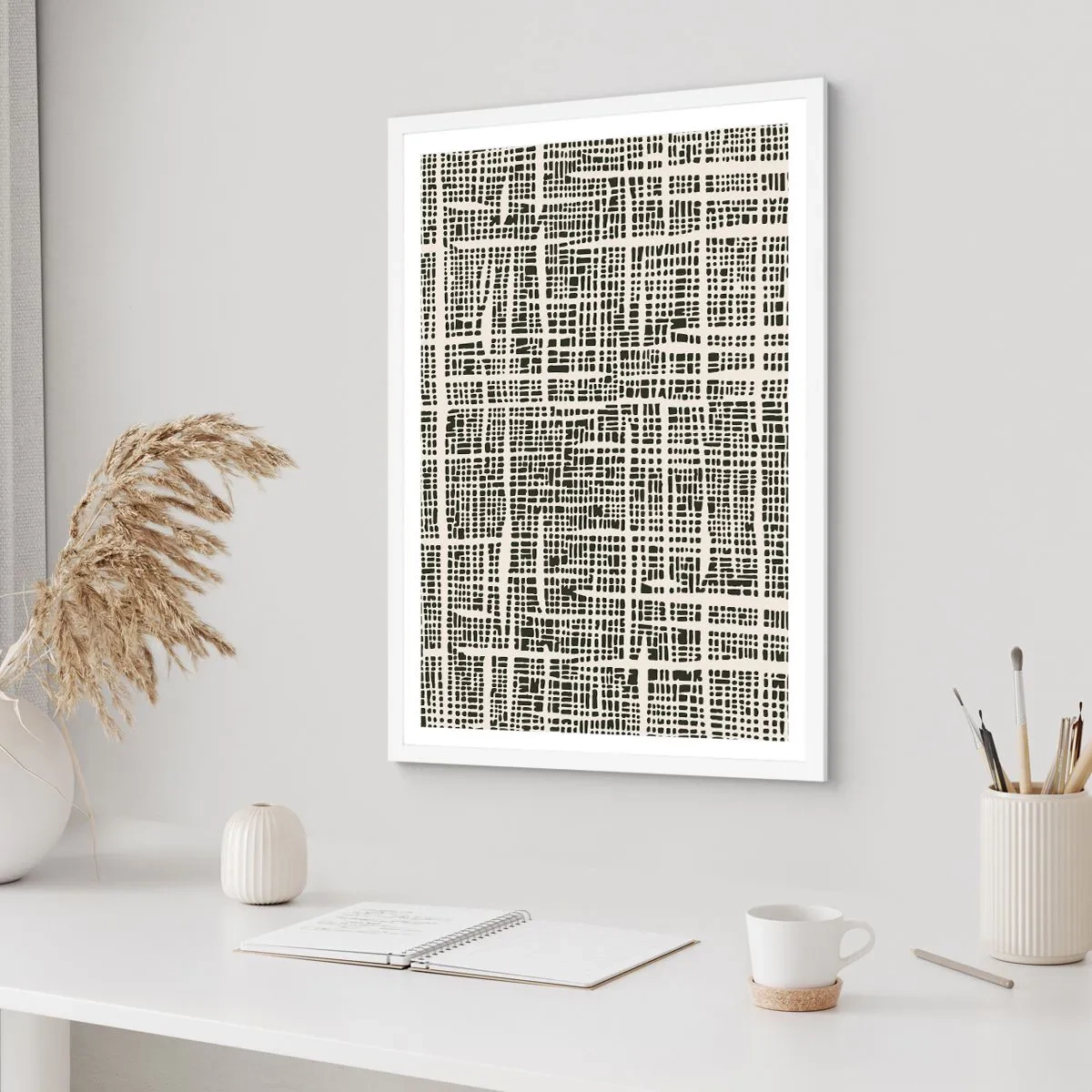 Plakát v bílém rámu - Tkaná kompozice - 50x70 cm