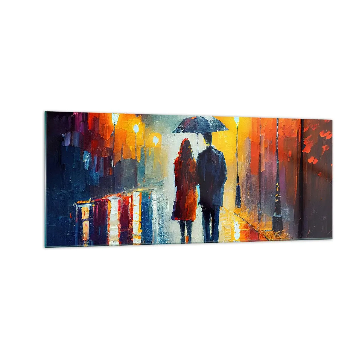 Obraz na skle - Spolu – barevná noc - 100x40 cm