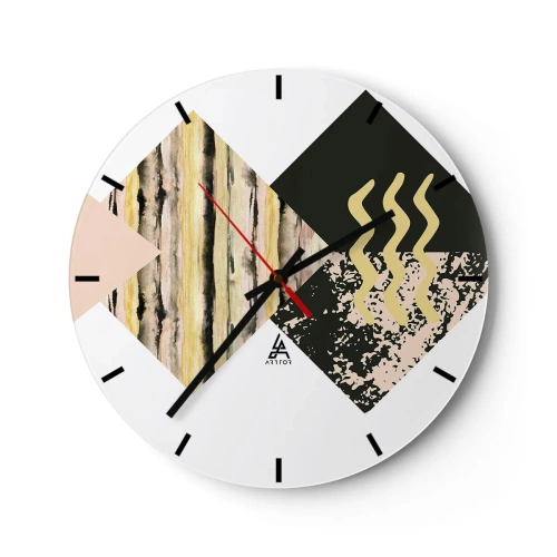 Nástěnné hodiny - Abstraktní motiv s geometrickými tvary a vzory - 30x30cm - Není to tak jednoduché - Moderní nástěnná dekorace do obývacího pokoje, kuchyně a ložnice ARTTOR