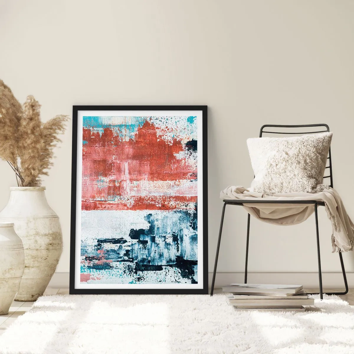 Plakát v černém rámu - Abstraktní půl na půl - 40x50 cm