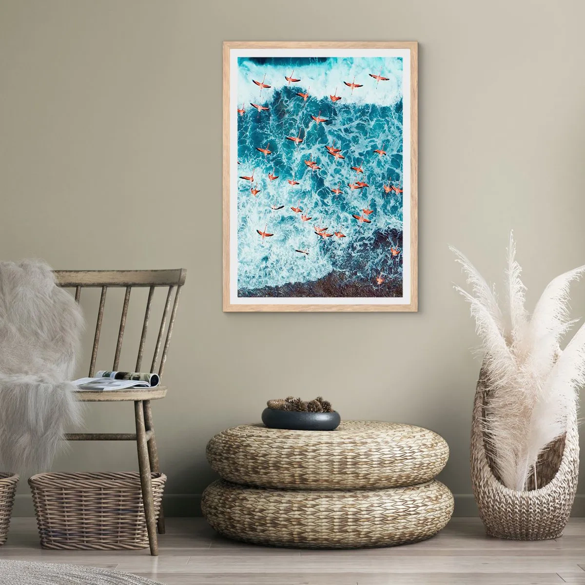 Plakát v rámu světlý dub - Přímořský průvod - 61x91 cm