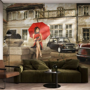 Fototapeta Premium Canvas - Sentimentální mini cestování - Žena, Architektura, Auto - 100x70 cm