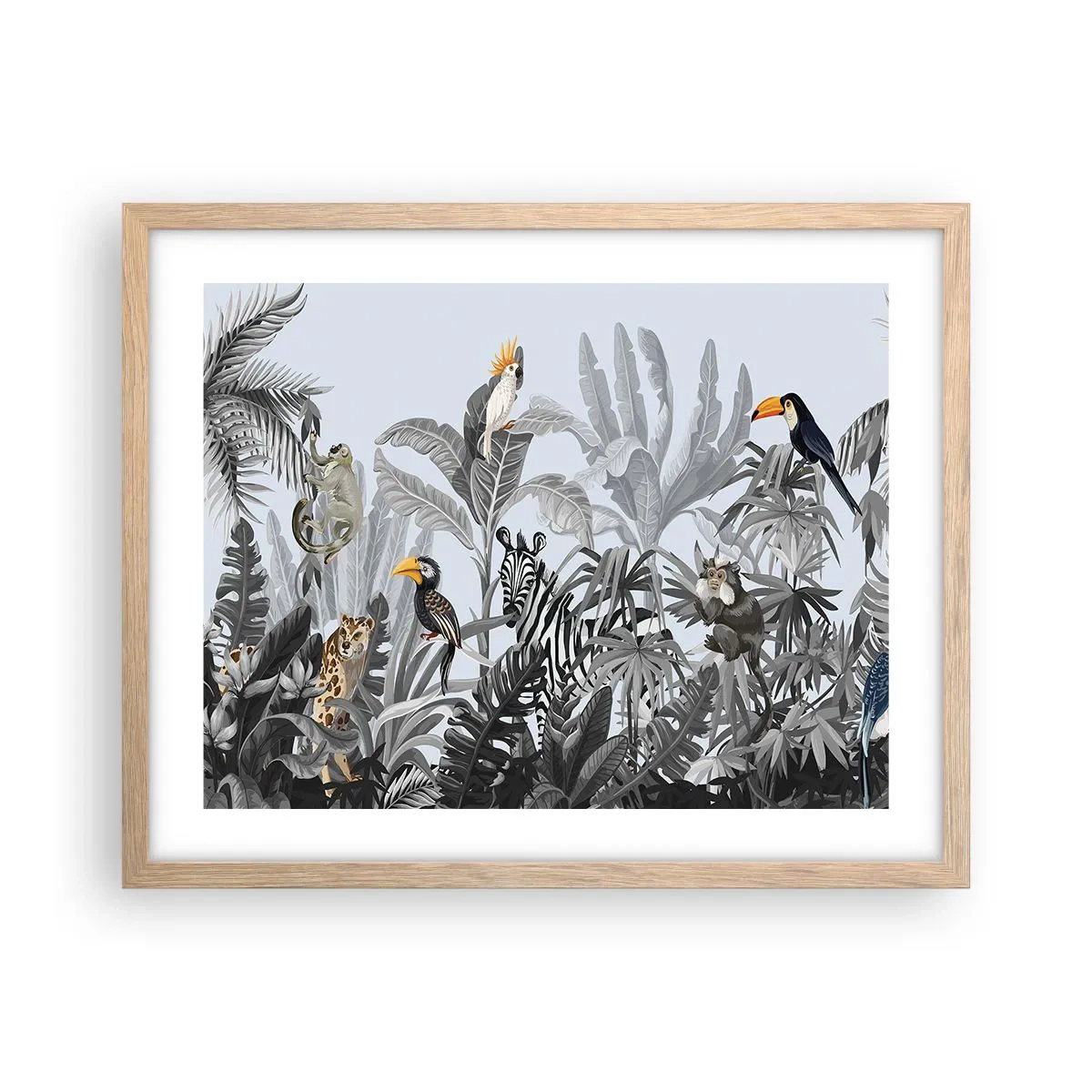 Plakát v rámu světlý dub - Africká pohádka - 50x40 cm