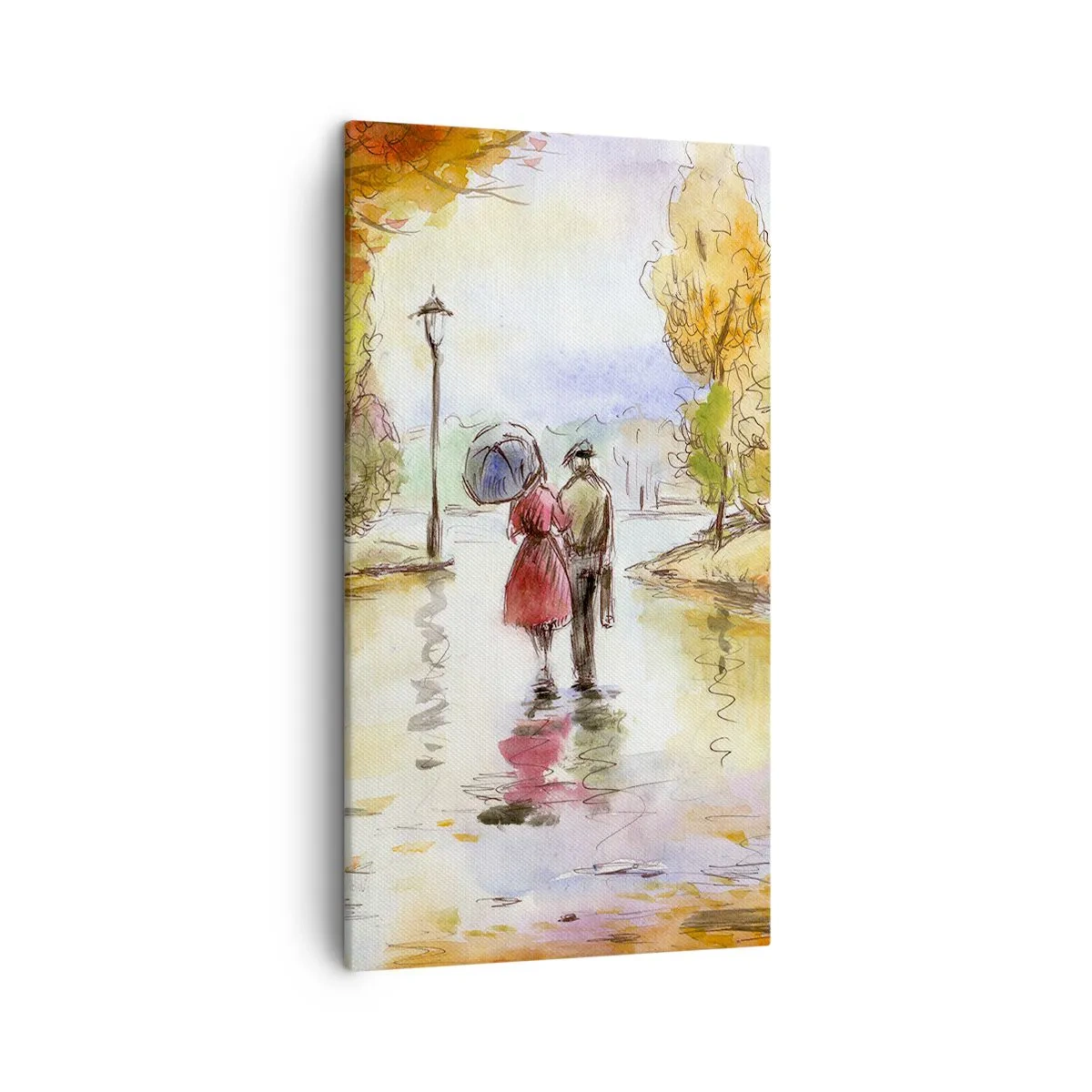 Obraz na plátně - Romantický podzim v parku - 45x80 cm