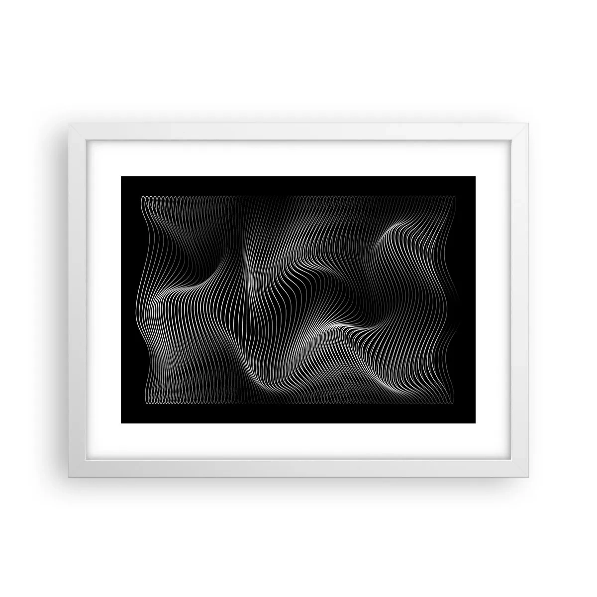 Plakát v bílém rámu - Tanec světla v prostoru - 40x30 cm