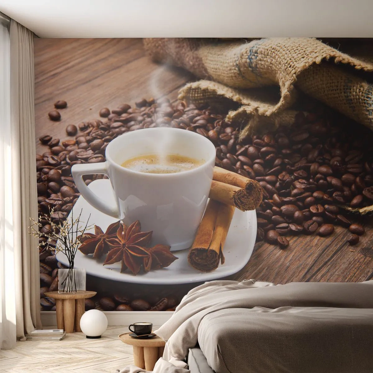 Fototapeta Standard Eco - Pikantní chuť a aroma - Gastronomie, Káva, Skořice - 400x280 cm