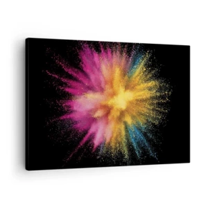 Obraz na plátně - Barevný prášek exploze na černém pozadí - 70x50cm - Zrození barev  - Moderní nástěnná dekorace do obývacího pokoje a ložnice ARTTOR