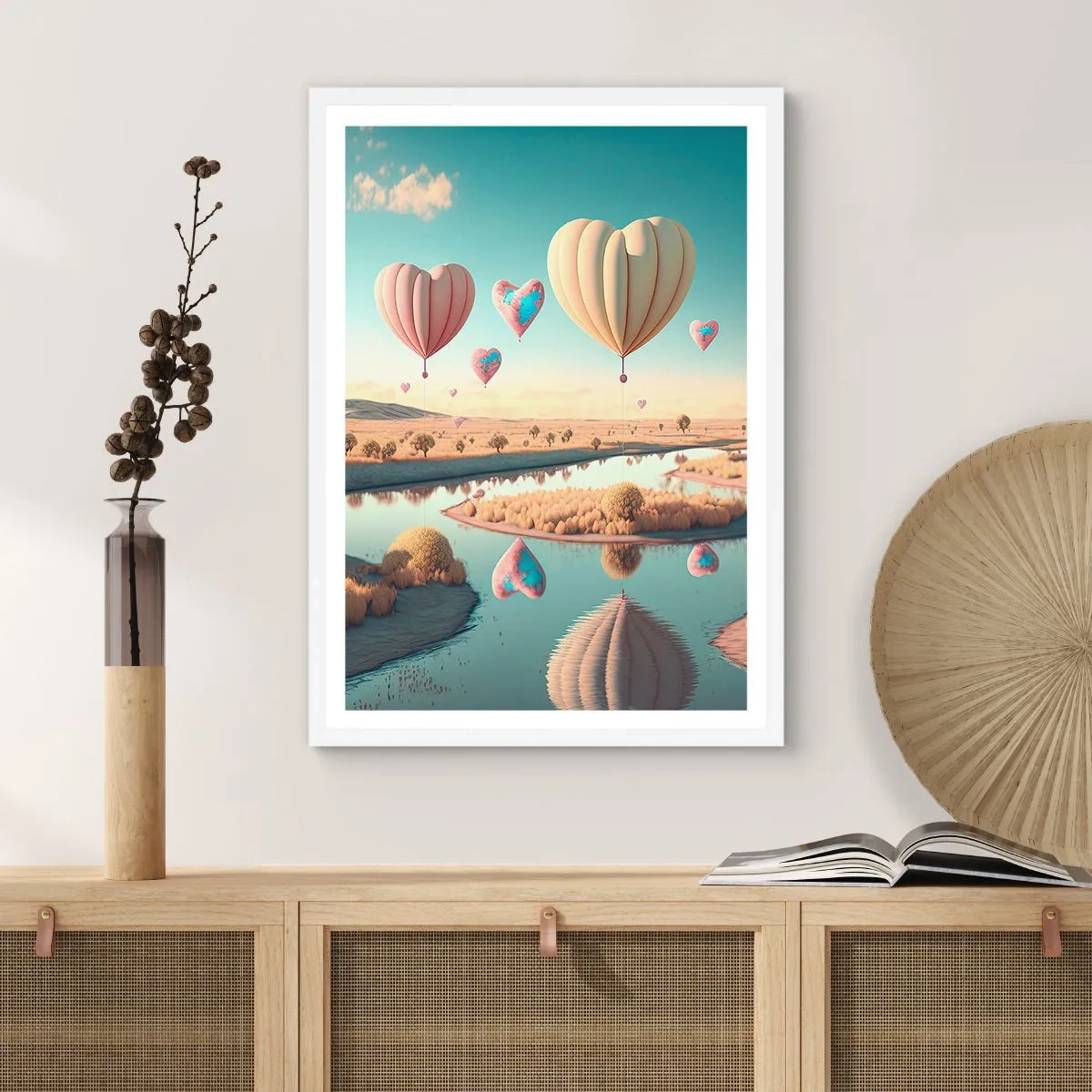 Plakát v bílém rámu - Láska tě nechá vzlétnout - 70x100 cm