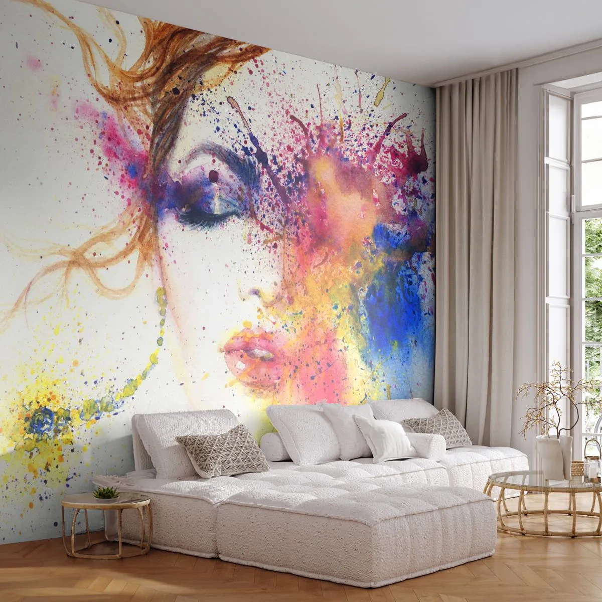 Fototapeta Premium Sand - Duhová závrať - Abstrakce, ženská tvář, Portrét ženy - 100x70 cm