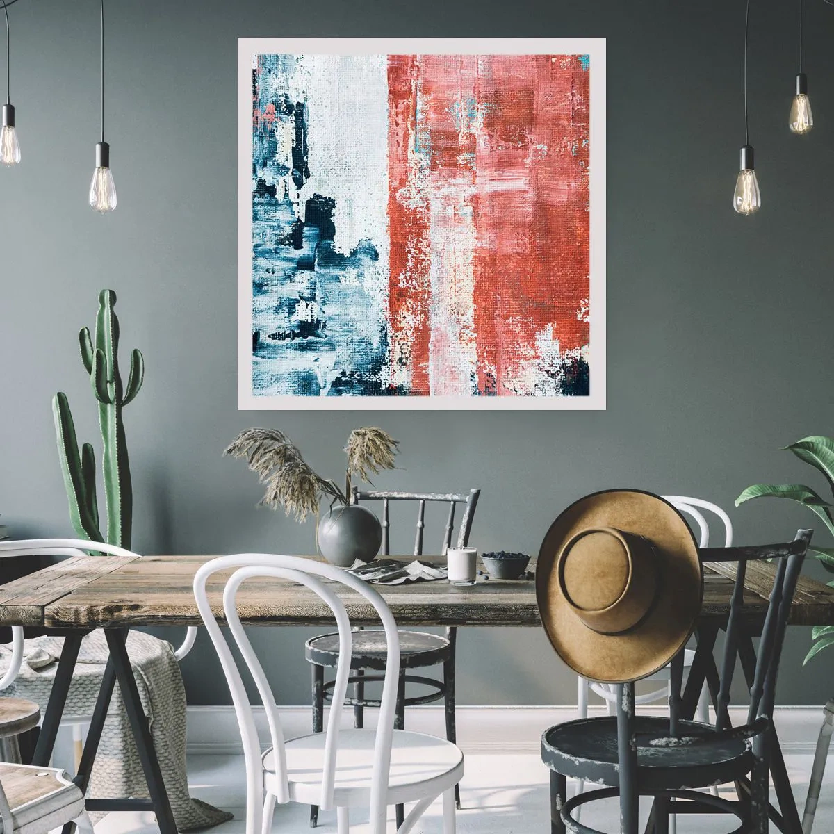 Plakát - Abstraktní půl na půl - 60x60 cm