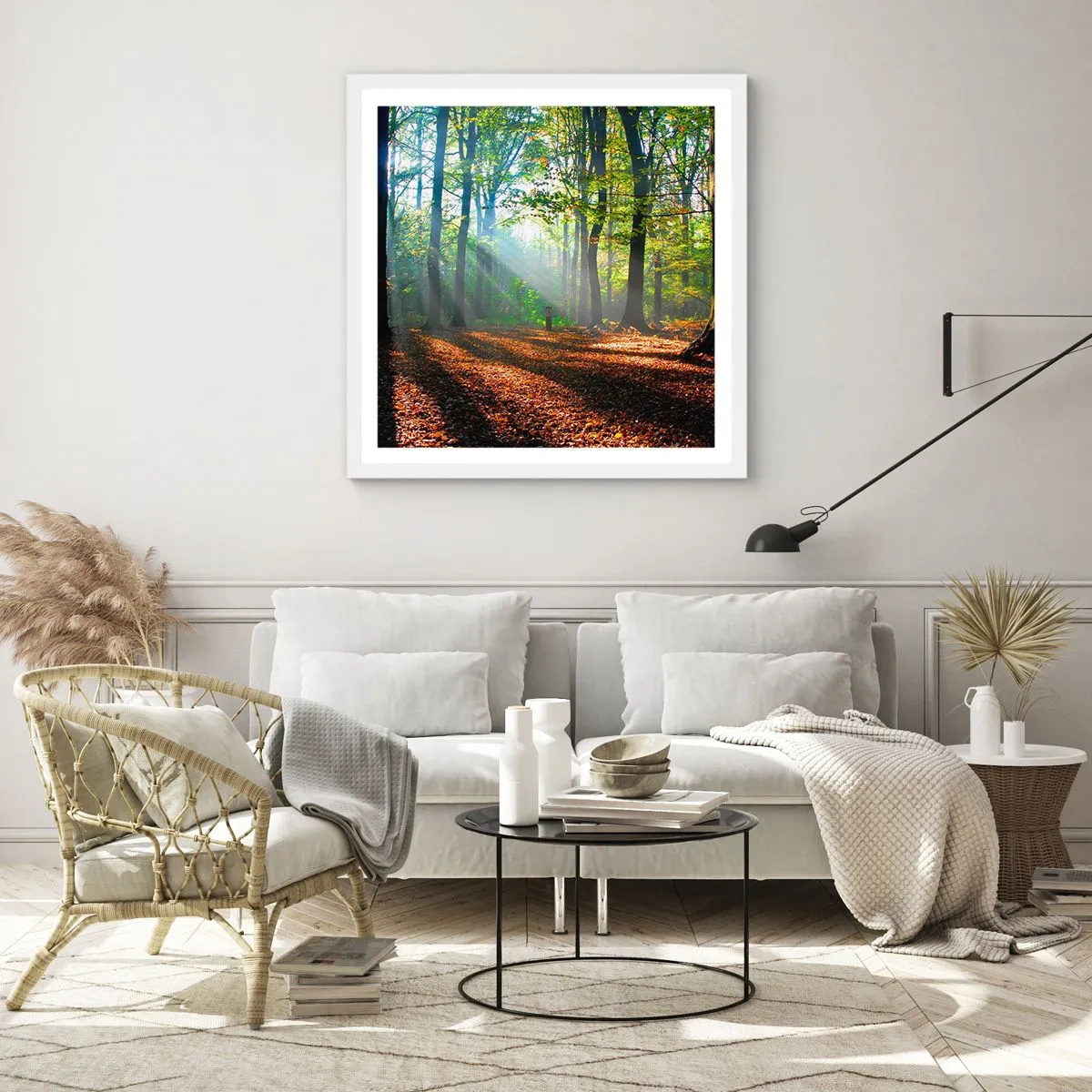 Plakát v bílém rámu - Světla a stíny - 40x40 cm