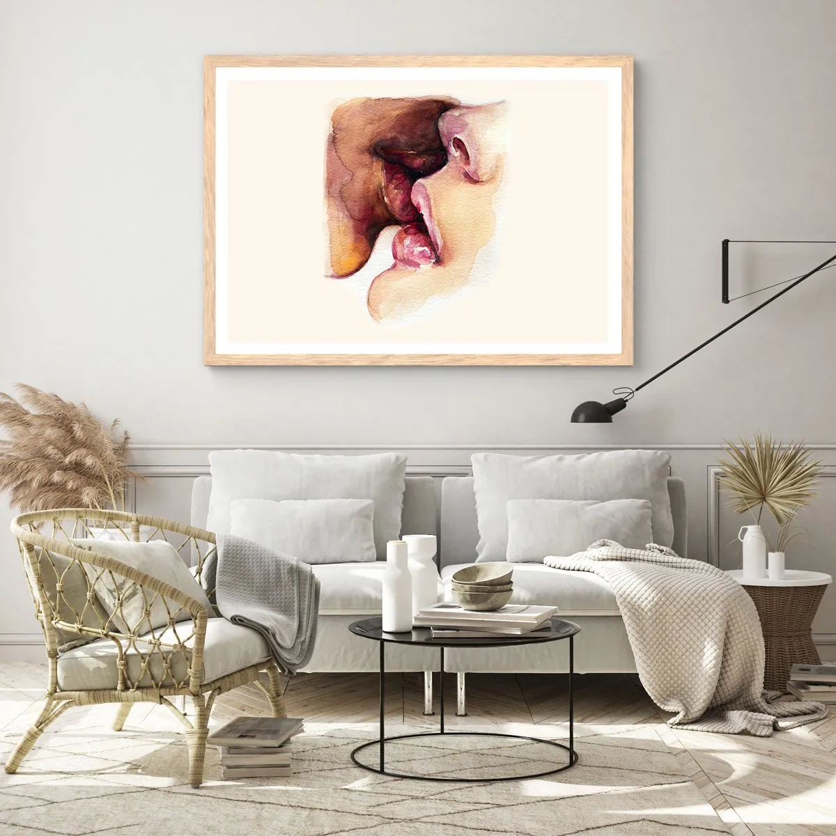 Plakát v rámu světlý dub - Jako noc a den, země a nebe - 100x70 cm