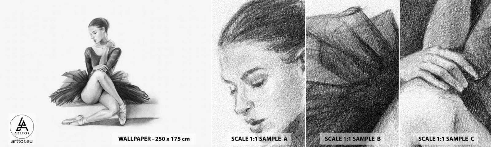 Vzor Fototapety Samolepicí Deluxe Sticker - Okouzlená tancem - Balerína, Tanec, Balet - 100x30 cm