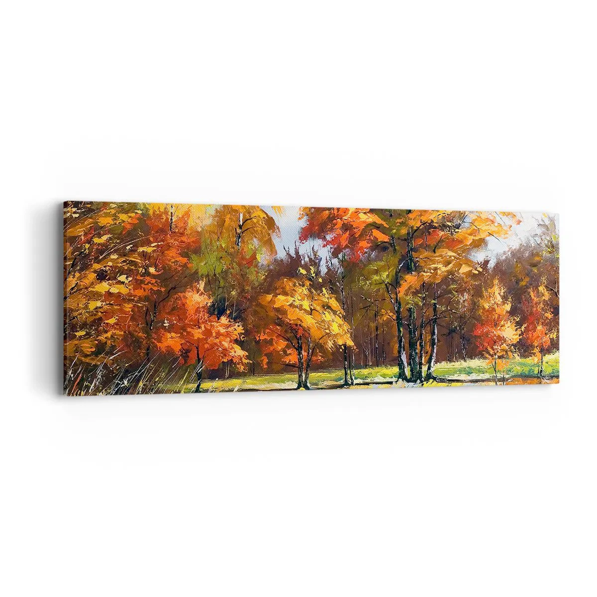 Obraz na plátně - Krajinka ve zlaté a hnědé - 90x30 cm