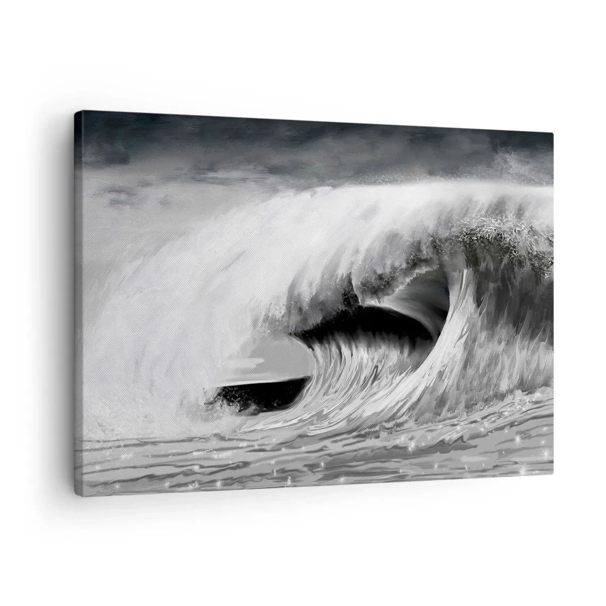 Obraz na plátně - Dramatická oceánská vlna v černobílém provedení - 70x50cm - Hněv oceánu - Moderní nástěnná dekorace do obývacího pokoje a ložnice ARTTOR