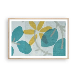 Plakát v rámu světlý dub - Mezi azurovými listy - 91x61 cm