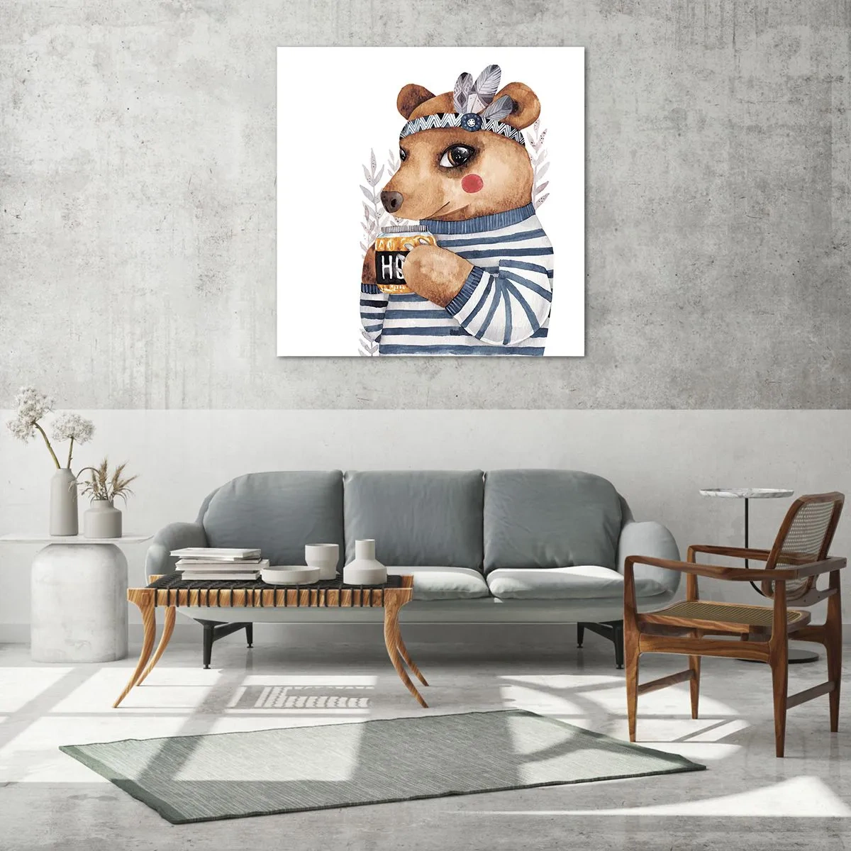 Obraz na skle - Sladký medvídek - 60x60 cm