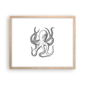 Plakát v rámu světlý dub - Tančící s vlnami - 50x40 cm