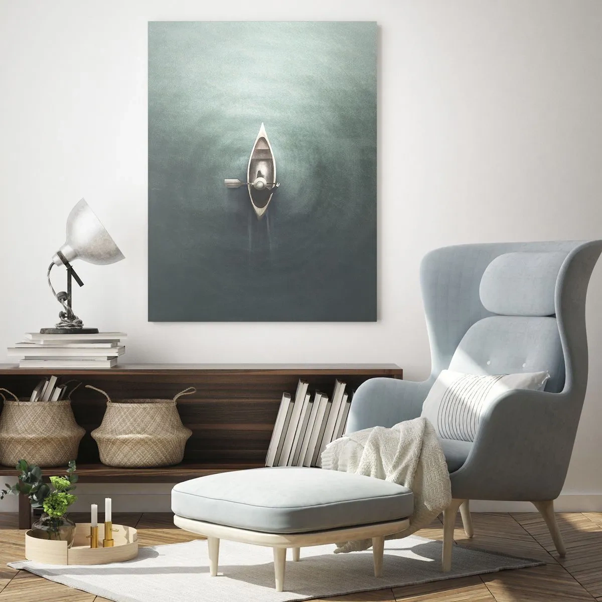Obraz na skle - Přes měsíční jezero - 50x70 cm