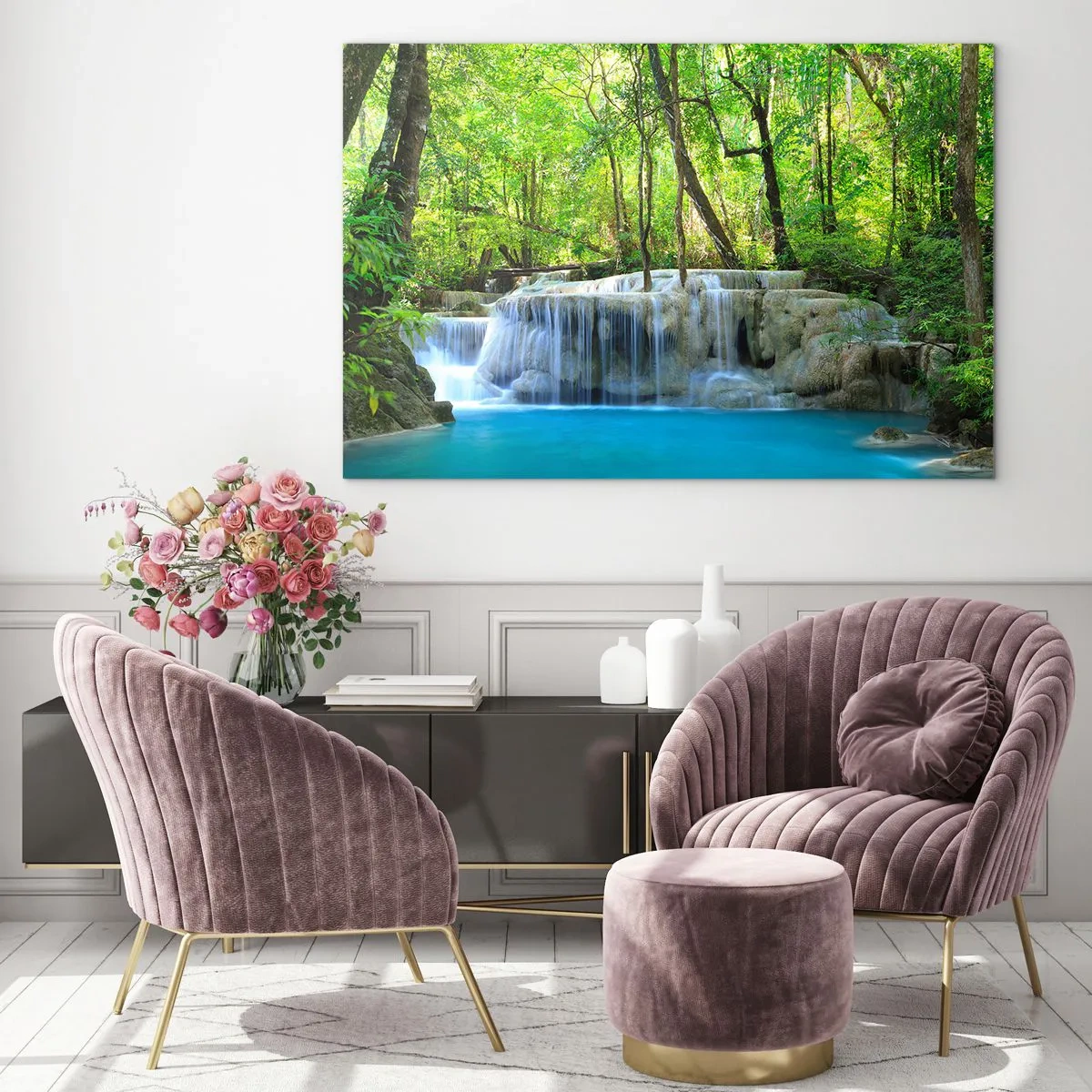 Obraz na skle - Utonout v tyrkysu a zeleni - 120x80 cm