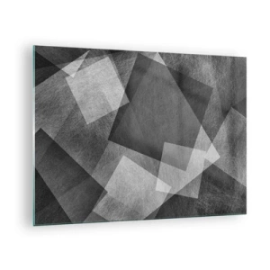 Obraz na skle - Geometrická abstrakce v odstínech černé, bílé a šedé - 70x50cm - Odvěký symbol trvalosti a pořádku - Moderní nástěnná dekorace do obývacího pokoje a ložnice ARTTOR