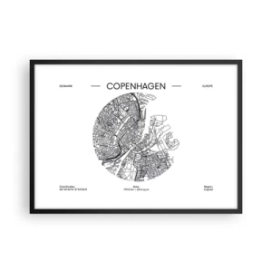 Plakát v černém rámu - Anatomie Kodaně - 70x50 cm