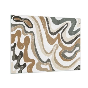 Obraz na skle - Abstraktní vzor v zemitých barvách - 70x50cm - Meandry zemitých barev - Moderní nástěnná dekorace do obývacího pokoje a ložnice ARTTOR