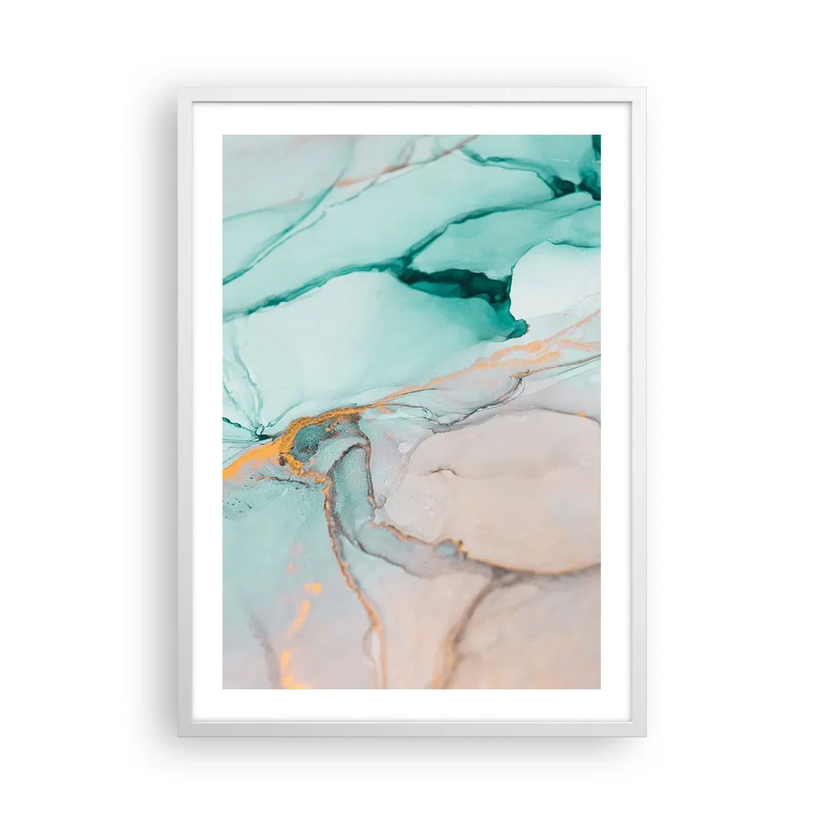 Plakát v bílém rámu - Tanec tvarů a barev - 50x70 cm