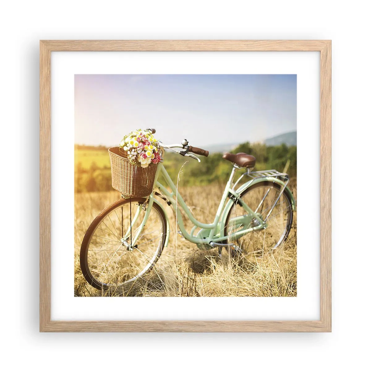 Plakát v rámu světlý dub - Chvíli tu zůstanu - 40x40 cm