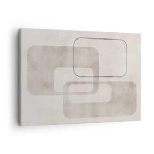 Obraz na plátně - Minimalistická kompozice s obdélníky v béžových odstínech na decentním pozadí. - 70x50cm - Geometrická fuga - Moderní nástěnná dekorace do obývacího pokoje a ložnice ARTTOR