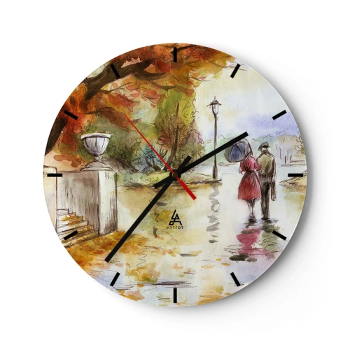 Nástěnné hodiny - Romantický podzim v parku - 40x40 cm