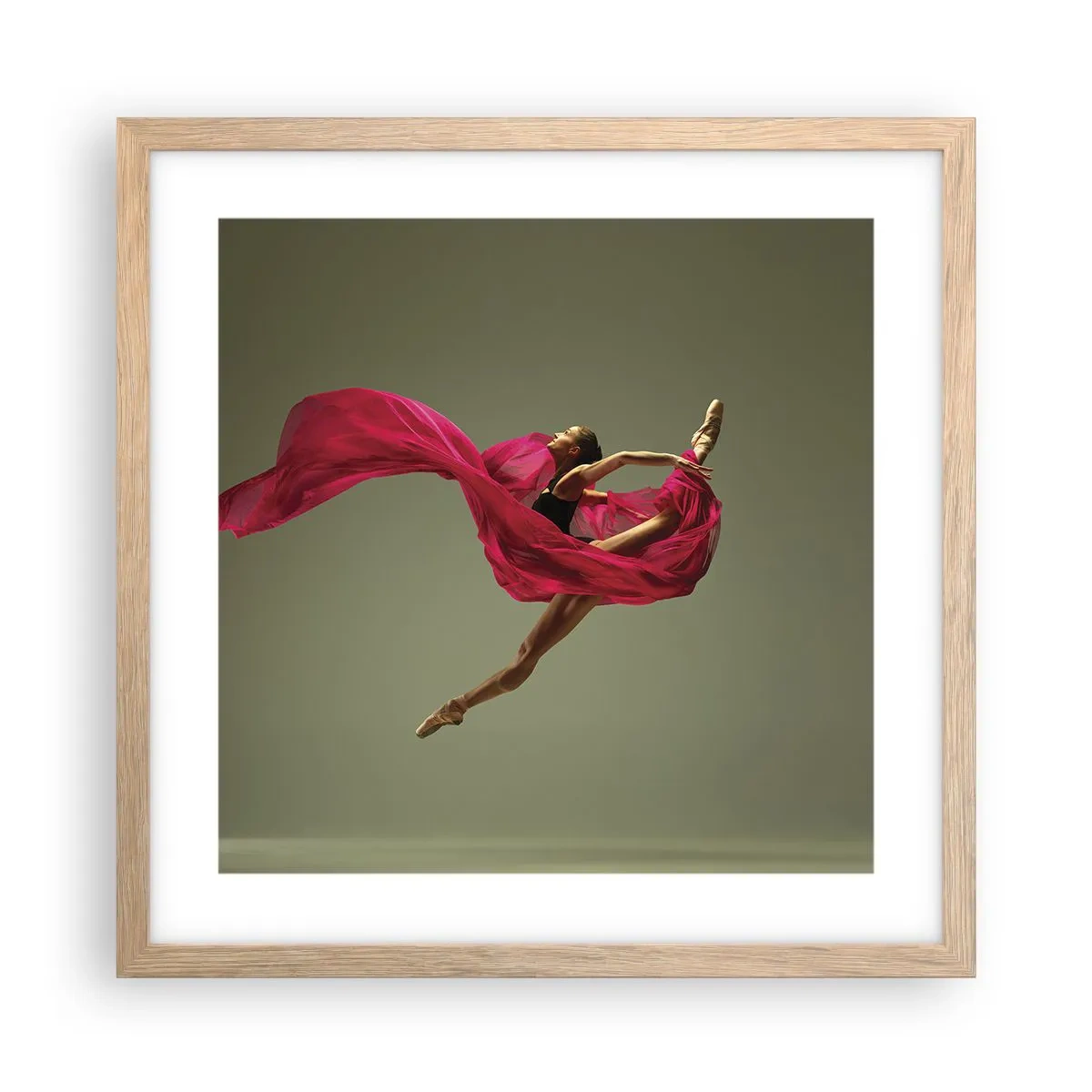 Plakát v rámu světlý dub - Tančící plamen - 40x40 cm