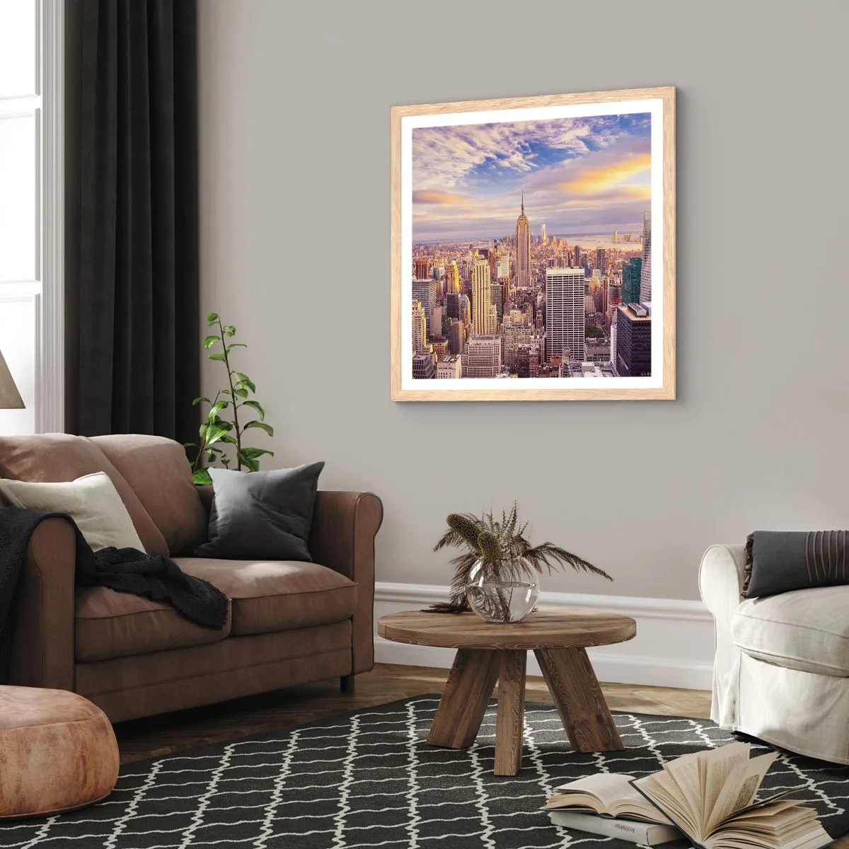 Plakát v rámu světlý dub - Dosáhnout samotná oblaka - 60x60 cm