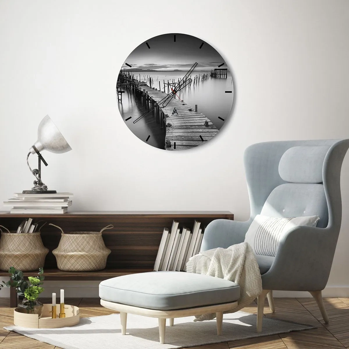 Nástěnné hodiny - Klid zapomenutého břehu - 40x40 cm