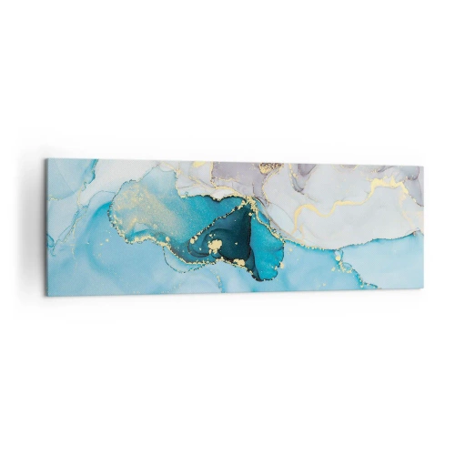 Obraz na plátně - Studie o setkání šedé a tyrkysové - 160x50 cm